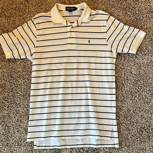 Polo Golf shirt - white shirt with brown stripes